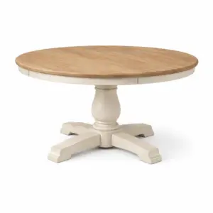 Table de salle à manger ronde en bois de chêne et pin