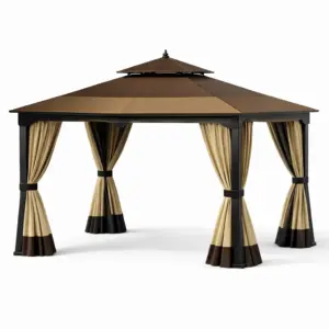 Tonnelle en acier avec toit double beige