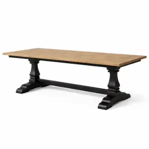 Table de salle à manger rectangulaire en chêne et métal 200 x 100 x 75 cm