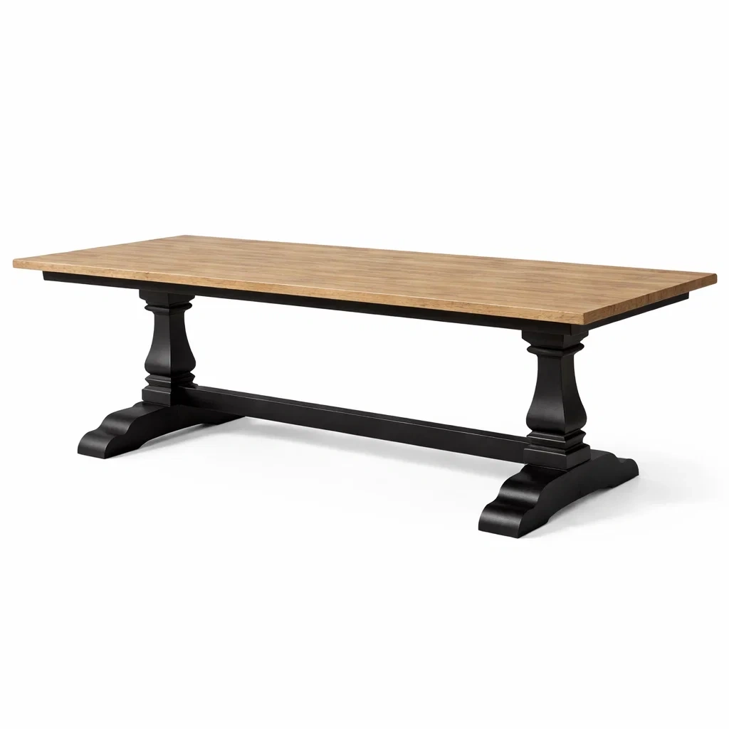 Table de salle à manger rectangulaire en chêne et métal 200 x 100 x 75 cm