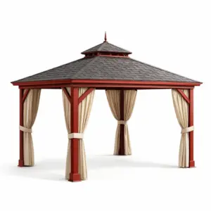 Tonnelle en bois et métal avec toit en tuiles