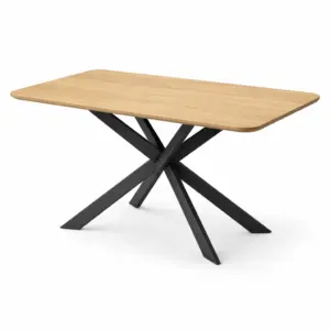 Table de salle à manger rectangulaire en bois et métal noir 140 x 90 x 75 cm