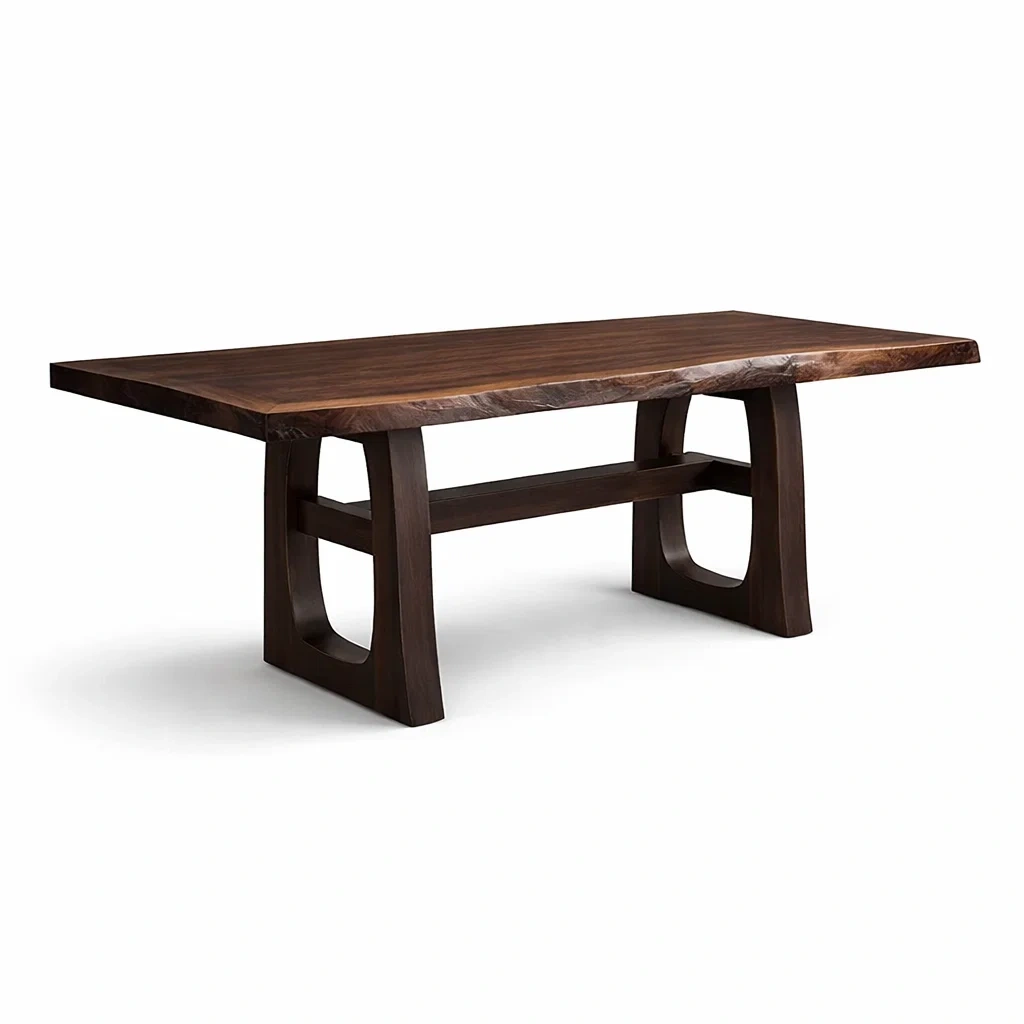 Table de salle à manger rectangulaire en bois de noyer 180 x 90 x 75 cm