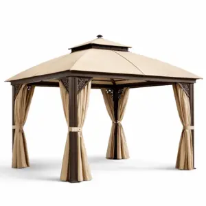 Tonnelle en aluminium avec toit en polyester beige