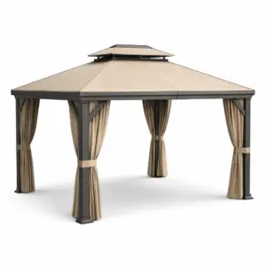 Tonnelle en acier et polycarbonate beige