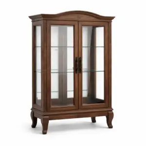 Vitrine en bois et verre trempé marron