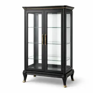 Vitrine en verre trempé et bois noir 80 x 40 x 160 cm