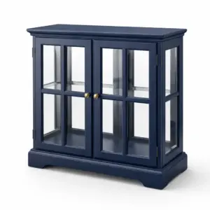 Vitrine en bois et verre trempé bleu