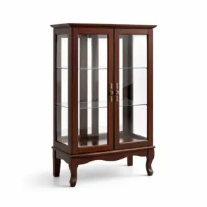 Vitrine en bois avec portes en verre trempé 120 x 80 x 40 cm